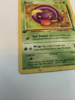 Pokemon TCG Ekans 1st Edition Common Fossil HP (Dirty Card ((See Photos)) #46 - Image 4