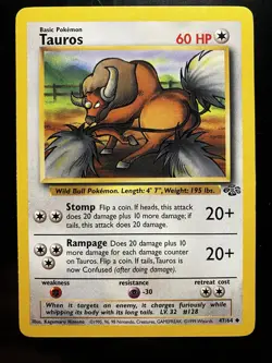 Pokemon TCG Tauros 47/64 JUNGLE SET SHADOWLESS Non-Holo Vintage Card Rare - Image 1