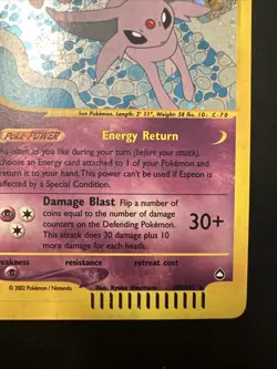 Espeon H9/H32 Aquapolis E-Series Holo Rare Vintage Pokemon Card LP - Image 5