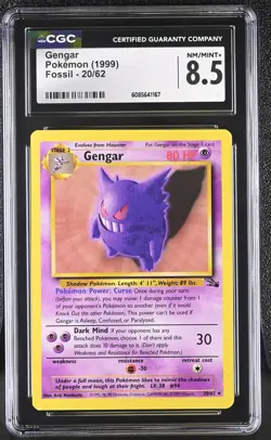 CGC 8.5 Gengar 1999 Fossil 20/62 Pokemon Card - Image 1