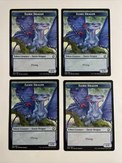 4x Mtg D&D Forgotten Realms Faerie Dragon Token NM/M Magic The Gathering - Image 1