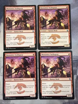 4x Monastery Swiftspear- Khans of Tarkir- NM- Mtg Magic The Gathering- Playset - Image 1