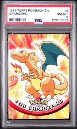 1999 TOPPS POKEMON TV CHARIZARD card # 06 PSA 8 Nm/Mint - Image 1