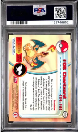 1999 TOPPS POKEMON TV CHARIZARD card # 06 PSA 8 Nm/Mint - Image 2