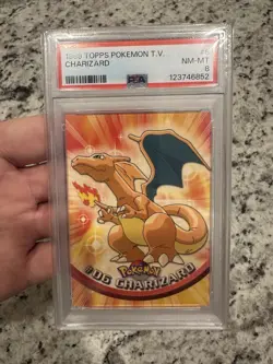 1999 TOPPS POKEMON TV CHARIZARD card # 06 PSA 8 Nm/Mint - Image 3