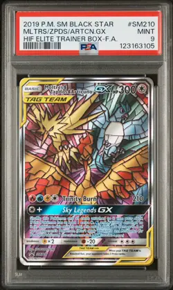 Moltres & Zapdos & Articuno GX Alt Promo PSA 9 Pokemon Hidden Fates SM210 - Image 1
