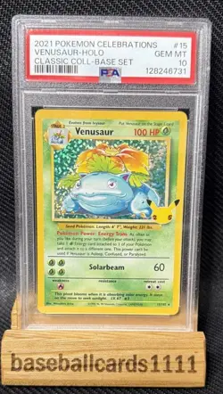 2021 Pokemon 25th Celebration Venusaur 15/102 PSA 10 Gem Classic Collection P1 - Image 1