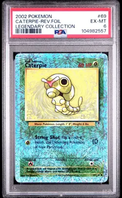 2002 POKEMON LEGENDARY COLLECTION #69 CATERPIE-REVERSE FOIL PSA 6 - Image 1
