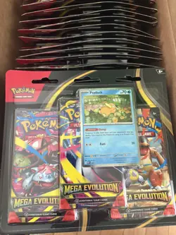 Pokemon Mega Evolution 3-Pack Blister (Psyduck) - Brand New, Sealed - Lot Of 12 - Image 1