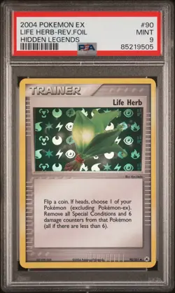 2004 | Pokemon | EX Hidden Legends | Life Herb | Reverse Foil | #90 | PSA 9 | - Image 1