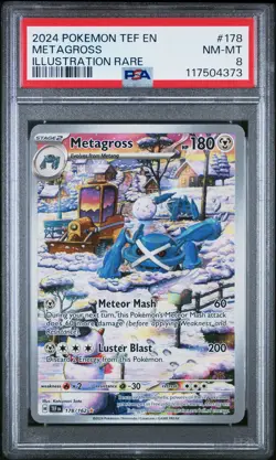 2024 POKEMON TEF EN-TEMPORAL FORCES ILLUSTRATION RARE #178 METAGROSS PSA 8 - Image 1