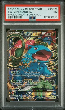 2016 POKEMON XY BLACK STAR PROMO RED & BLUE COLL FULL ART/VENUSAUR EX PSA 7 - Image 1