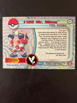 2000 Topps Pokemon TV Animation Edition Series 3 Holo Foil #122 Mr. Mime - Image 2