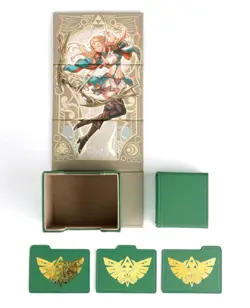Goddess Bow Dicewinder Deck Box Legend Of Zelda Green Mana Moon Yugioh - Image 1