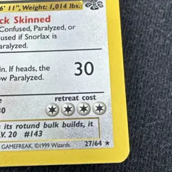 Snorlax 27/64 Jungle Non Holo Rare 1999 Pokemon Card LP Vintage VTG - Image 5