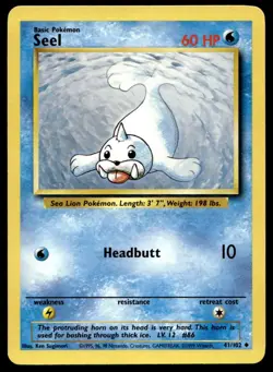 Seel 41/102 Pokemon Card Base Set Uncommon 60 HP Lightly Played F17 - Image 1
