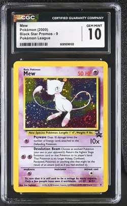 CGC 10 GEM MINT Mew 2000 Black Star Promos 9 Holo SWIRL Pokemon Card - Image 1