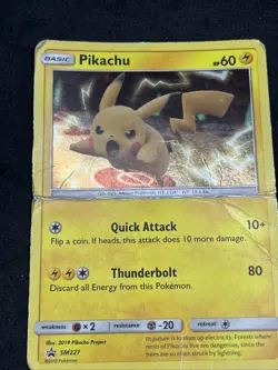 Pokemon Pikachu SM227 Sun and Moon Promo Card 2019 Very Poor Condition Creased - Image 3