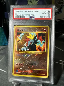 Pokemon Entei Neo 2 Promo Card #244 Reverse Holo Japanese PSA 10 Swirl Rare ! - Image 1