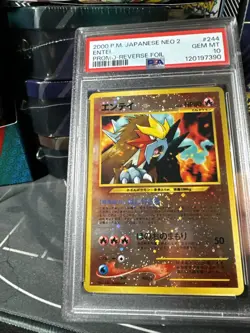 Pokemon Entei Neo 2 Promo Card #244 Reverse Holo Japanese PSA 10 Swirl Rare ! - Image 2
