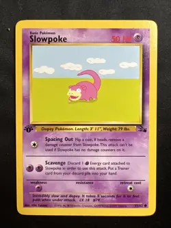 Slowpoke 55/62 1st Edition Fossil Regular 1999 Pokemon Card - Image 1
