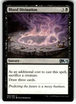 Blood Divination 86 Core Set 2019 Sorcery MTG Black WOTC 2018 Draw M19 Sacrifice - Image 1