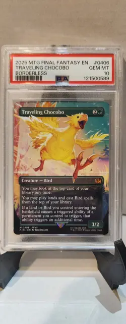 Traveling Chocobo PSA 10 GEM MT - 2025 MTG Final Fantasy Borderless #0406 - Image 1