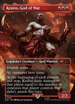 1x - Kratos, God of War - Borderless #2207 - Secret Lair: Playstation - NM MTG - Image 1