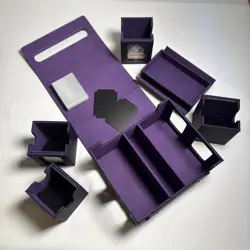 MTG Commander Deck Box - 4 Deck - Dividers - 100 clear sleeves - Black / Purple - Image 1