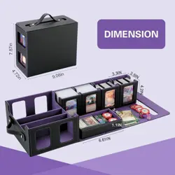 MTG Commander Deck Box - 4 Deck - Dividers - 100 clear sleeves - Black / Purple - Image 4