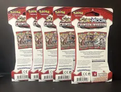 Pokemon TCG 5X Sun & Moon Crimson Invasion Sleeved Booster 5 Packs Unopened - Image 3