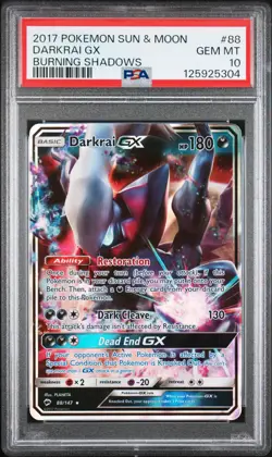2017 POKEMON SUN & MOON BURNING SHADOWS #88 DARKRAI GX PSA 10 - Image 1