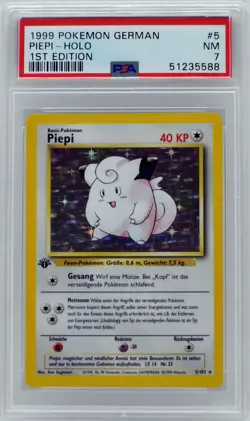 Pokemon 1st Edition Base Set German Clefairy (Piepi) Holo 5/102 PSA 7 NEAR MINT - Image 3