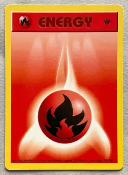 Pokemon 1st EDITION Shadowless Fire Energy #98/102 - 1999 Base Set - LP Cond. - Image 1