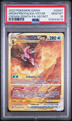 PSA 10 #GG67 ORIGIN FORM PALKIA VSTAR CROWN ZENITH 2023 POKEMON SWORD AND SHIELD - Image 1