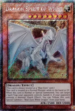 RA04-EN265 DRAGON SPIRIT OF WHITE PLATINUM SECRET RARE 1ST EDITION YuGiOh CARD - Image 1