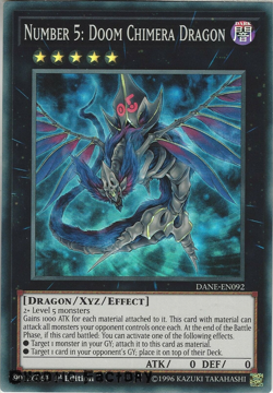 YUGIOH DANE-EN092 Number 5: Doom Chimera Dragon Super Rare 1st Edition NM - Image 1