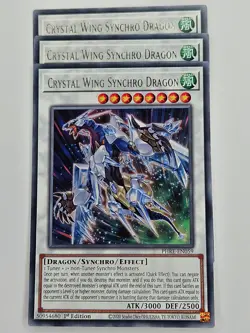 Yu Gi Oh - 3x PHRE-EN059 Crystal Wing Synchro Dragon - Rare - Image 1