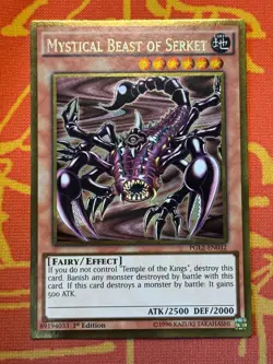 YUGIOH MYSTICAL BEAST OF SERKET GOLD RARE 1ST NEAR MINT PGL2-EN032 ODION ANIME - Image 1