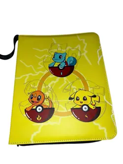 Pokemon TCG Card Binder Yellow 900-Card Holder Squirtle Charmander Pikachu - Image 1
