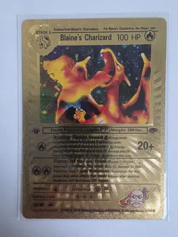 Blaine's Charizard Gold Pokemon Card 100 HP Roaring Flames - Image 1
