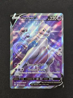 2022 Pokemon Mewtwo v Full Art Holo Promo Card SWSH229 Sword and Shield LP - Image 1