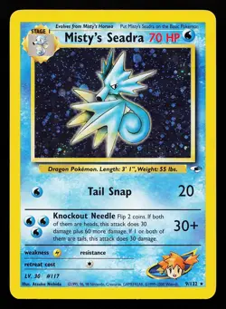 Misty's Seadra (Prerelease) 9/132 Holo Gym Heroes Pokemon Card - Image 1