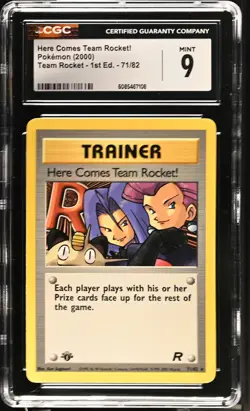 CGC 9 MINT Here Comes Team Rocket! Team Rocket 1st Edition 71/82 Pokemon Card - Image 1