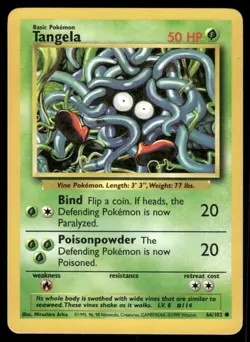 Tangela 1999 Base Set Unlimited WOTC Vintage Pokemon Card 66/102 (LP-NM) - Image 1