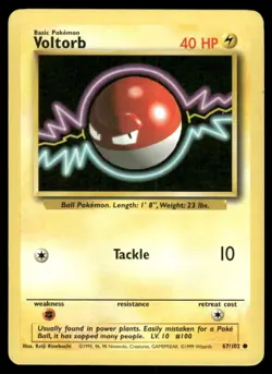Voltorb 1999 Base Set Unlimited WOTC Vintage Pokemon Card 67/102 (LP-NM) - Image 1