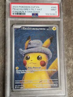 2023 POKEMON PIKACHU WITH GREY FELT HAT #085 Van Gogh PSA 9 Mint Star Promo Card - Image 1