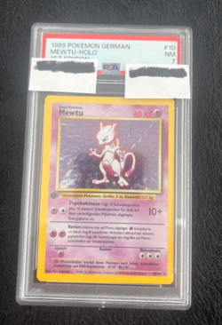 1999 Pokemon Game #10 Mewtu Mewtwo 1st Edition Holo German Card PSA Rated NM 7 - Image 3