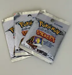 3 Unopened Vintage 1999 Series 1 Pokemon Sticker Packs 601139116701 - Image 1