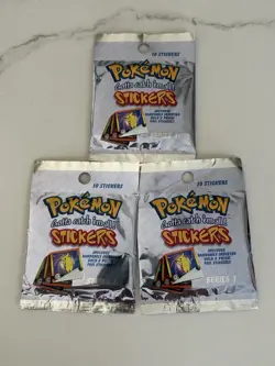 3 Unopened Vintage 1999 Series 1 Pokemon Sticker Packs 601139116701 - Image 2